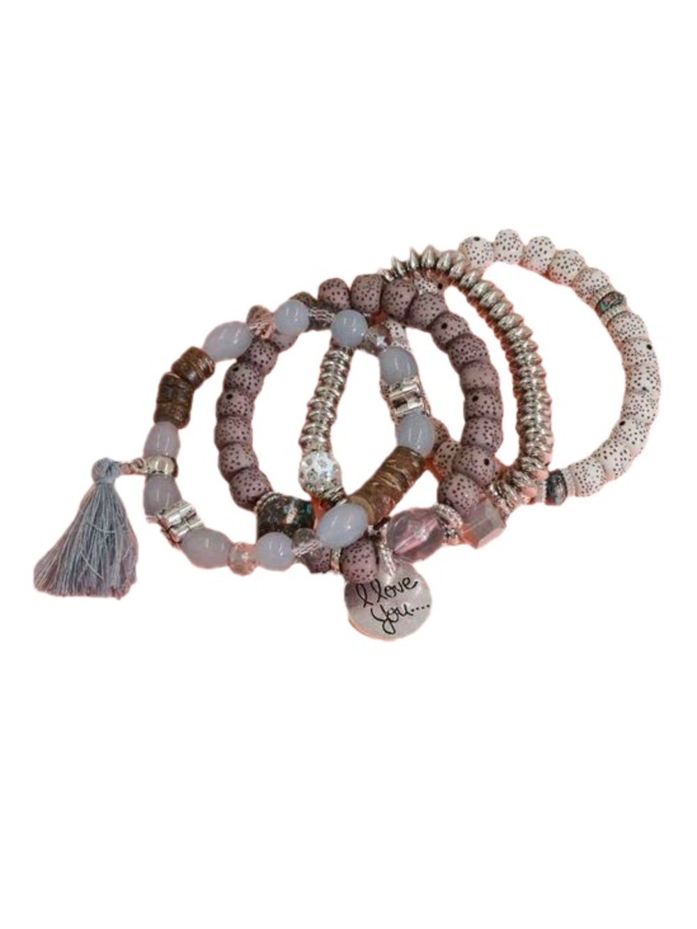 Bohemian Crystal Beaded Bracelet Set Grey